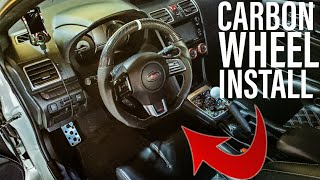 CARBON FIBER STEERING WHEEL Install 2015 WRXSTI SUBARU [upl. by Gorman]