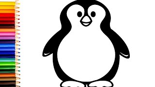 PINGUIN Ausmalbilder für kinder  Wie man einen Pinguin zeichnet  Pinguin Malen vorlagen lernen [upl. by Argela]