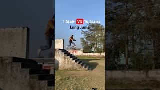 1 Stair VS 16 Stairs😨Long Jump jump parkour stairs [upl. by Adnovaj]