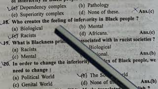 most important mcqs on Black Skin White Masks by Frantz Fanon 6th semester [upl. by Iain]