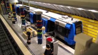 Stockholm tunnelbana i LEGO  med motoriserat tåg [upl. by Ynneb]