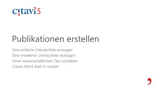 Publikationen erstellen mit Citavi 5 [upl. by Truscott]