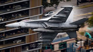 Riverfire 2022  RAAF FA18 Super Hornets flying through Brisbane CBD [upl. by Derward]