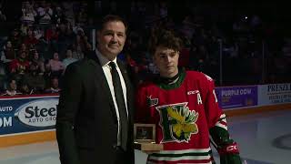 Jordan Dumais honoured for Mooseheads points record [upl. by Ayiak]