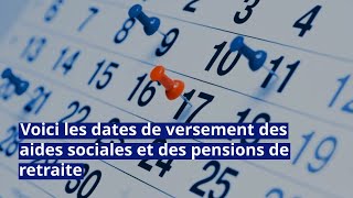 Novembre 2023  voici les dates de versement des aides sociales et des pensions de retraite [upl. by Ahsienyt]