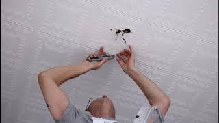 Patching Up Ceiling Paper After New Light Pendant Fitting [upl. by Letsyrhc105]