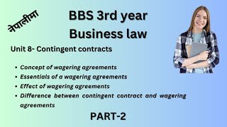 Concept of wagering agreementsbbs 3rd yearbusiness lawchapter8 teachingnepal bbsthirdyear [upl. by Oramug647]