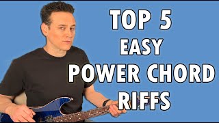 The TOP FIVE EASY Power Chord Riffs For Beginners [upl. by Aihseya906]