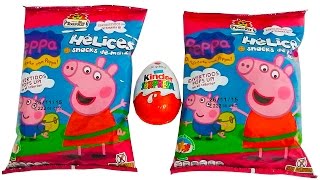 2 Bolsas de Snacks sorpresa en español de Peppa Pig y huevo kinder sorpresa de chocolate [upl. by Ynaoj]