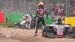 Alonso And Gutierrez Crash  Australian Grand Prix 2016 [upl. by Anotyal]