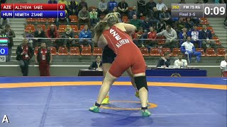 BRONZE FW  75 kg Zsanett NEMETH HUN df Sabira ALIYEVA AZE by FALL 82 [upl. by Neened210]