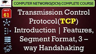 L61 Transmission Control ProtocolTCP Introduction  Features Segment Format 3 – way Handshaking [upl. by Ahsiel]