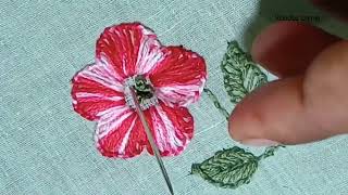 Flower hand embroidery tutorial  buttonhole flower hand embroidery design vanduscorner [upl. by Jeanie]