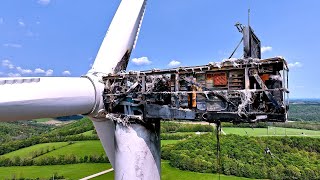 DEMOLITION  Damaged Wind Turbine [upl. by Eidoj]