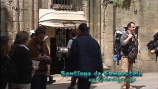 Santiago de Compostela  Pilgrims at Puerta de las Platerías [upl. by Htebzile]