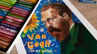 🎨Pintando VAN GOGH com giz pastel oleoso para relaxar✨ [upl. by Shuman]