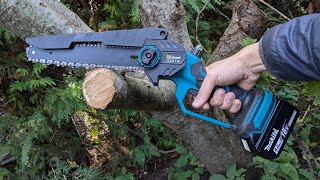 Mini Cordless Chainsaw  Pruning Saw Review amp TEST  18V Makita Batteries [upl. by Nairoc686]