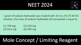 1 gram of sodium hydroxide was treated with 25 mL of 075 M HCl solution the mass of NaOH left [upl. by Enylcaj]