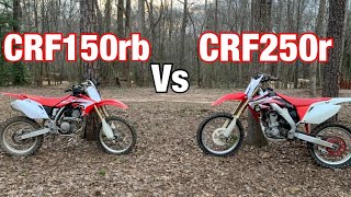 CRF250R vs CRF150RB  side by side comparison [upl. by Nnahgaem]