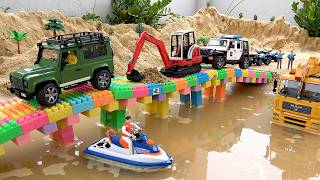 Rescue construction vehicles with crane truck  Police car and truck toy stories  BIBO TOYS [upl. by Alfreda415]