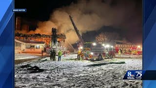 Crews battle barn fire [upl. by Ramuk]