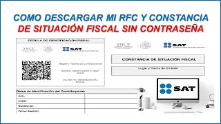 COMO DESCARGAR MI RFC Y CONSTANCIA DE SITUACIÓN FISCAL SIN CONTRASEÑA 2024 [upl. by Anelec]