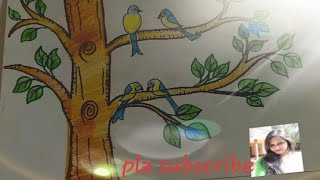 The birds on the treeeasy drawingdrawing for kids [upl. by Aikit]