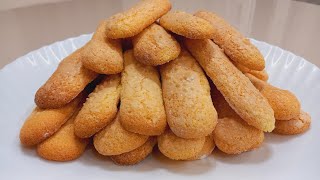 Italian Savoyardi Cookies 🍪Only 4 ingredients Very easy recipe [upl. by Kissiah843]