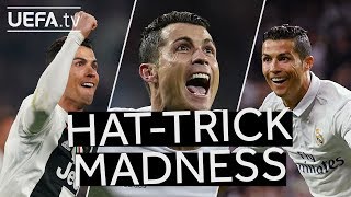 ALL CRISTIANO RONALDO UCL HATTRICKS [upl. by Nallid267]