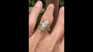 Art Deco Two Tone Gold Filigree Diamond Dinner Ring [upl. by Lady]