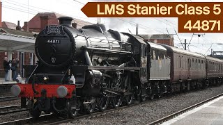 LMS Class 5 Locomotive 44871 passes through Doncaster 181123 [upl. by Aisatana951]