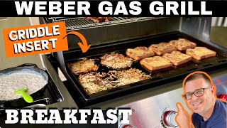 Huge Breakfast on a GAS GRILL WHAT Big WEBER Griddle Insert Breakfast [upl. by Hewe311]