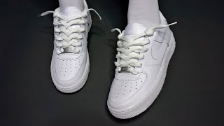 How to new loose lace Nike Air Force 1s LOW WORKS FOR LONG LACES [upl. by Aleekahs]