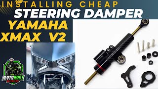 INSTALLING CHEAP STEERING DAMPER FOR XMAX V2MATRIS CARBON STEERING DAMPERXMAX 300 V2 [upl. by Anyel]