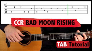 CCR Bad Moon Rising Acoustic Guitar Lesson  Tutorial FINGERSTYLE [upl. by Tarsuss]