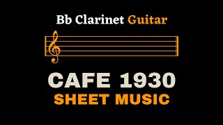 Piazzolla  Cafe 1930  Bb Clarinet and Guitar Sheet MusicFull Score [upl. by Eineeuq]