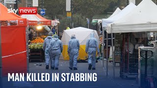 Man killed after three people stabbed at East Street Market in south London [upl. by Aynahs]