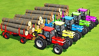 LOAD WOOD amp TRANSPORT WITH CASE TRACTORS amp JCB WHEEL LOADERS  Farming Simulator 22 [upl. by Wester802]