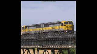 MASSIVE BRIDGE CROSSING FT RARE AUSTRALIAN FREIGHT TRAIN railfreight australiantrains railway [upl. by Nutsud]