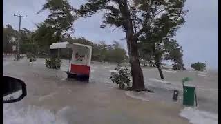 Flooding from Cyclone Batsirai at Anse la Raie Mauritius [upl. by Ardnasal]