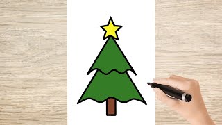 como Desenhar ÁRVORE DE NATAL Passo a Passo  DESENHOS DE NATAL Fácil 🌲 [upl. by Phares170]