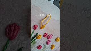 Tulip hand embroidery  Tulips  Lazy Daisy stitch  Spring flowers [upl. by Sorgalim]