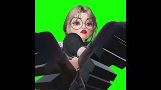 Green screen girl nodding her head  greenscreen youtube freetouse cartoon greenscreenfun [upl. by Kast]