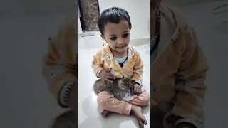 Two year old child love with cat [upl. by Eelrahs]