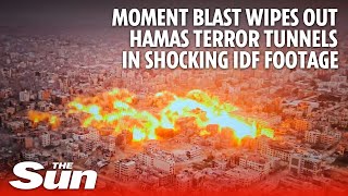 Moment blast wipes out Hamas terror tunnels in shocking IDF footage [upl. by Adnirim17]