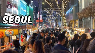 Myeongdong Christmas Walk Seoul City Korea 4k City Tour [upl. by Roxie]