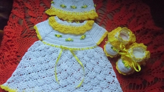 vestido tejido a crochet para niña de 1 año Parte 1 de 4 [upl. by Olney]