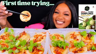 FIRST TIME TRYING KOREAN STYLE DUMPLINGS  KOREAN DUMPLINGS MUKBANG [upl. by Editha]