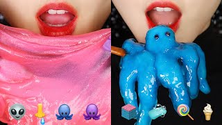 I ATE ALIENS 👽 GALAXY FOOD ASMR TAPIOCA PEARL ASMR EMOJI FOOD ASMR 🛸 [upl. by Bevus]