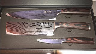 PAUDIN Kitchen Knife Set 3 Piece Chef Knife Set Professional Review Great set [upl. by Aseneg]